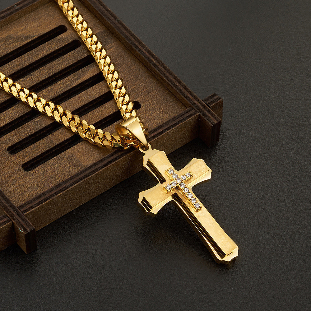 18K Gold Plated Jeshua Cross Pendant Necklace Gift