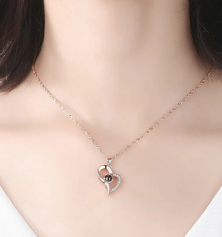 Rose Gifts Box 100 Languages Projection Pendant Necklace