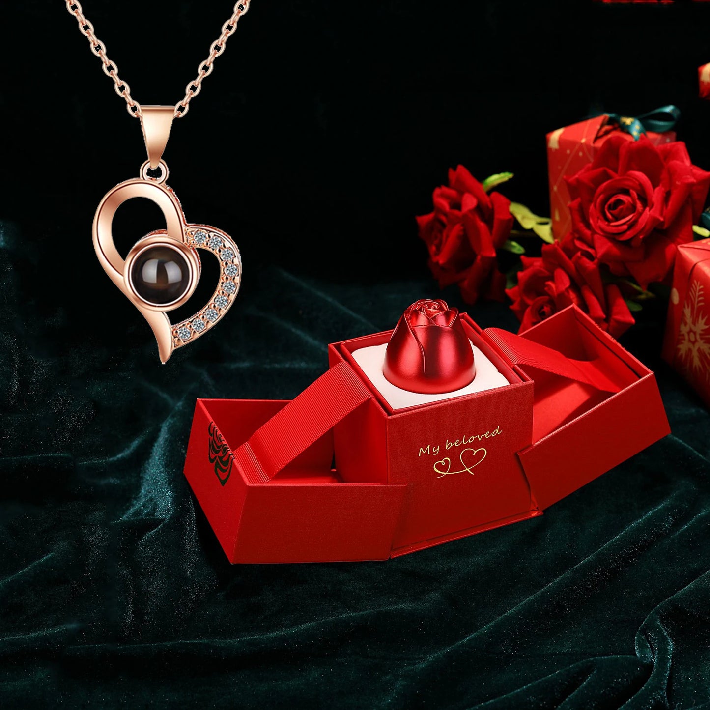 Rose Gifts Box 100 Languages Projection Pendant Necklace